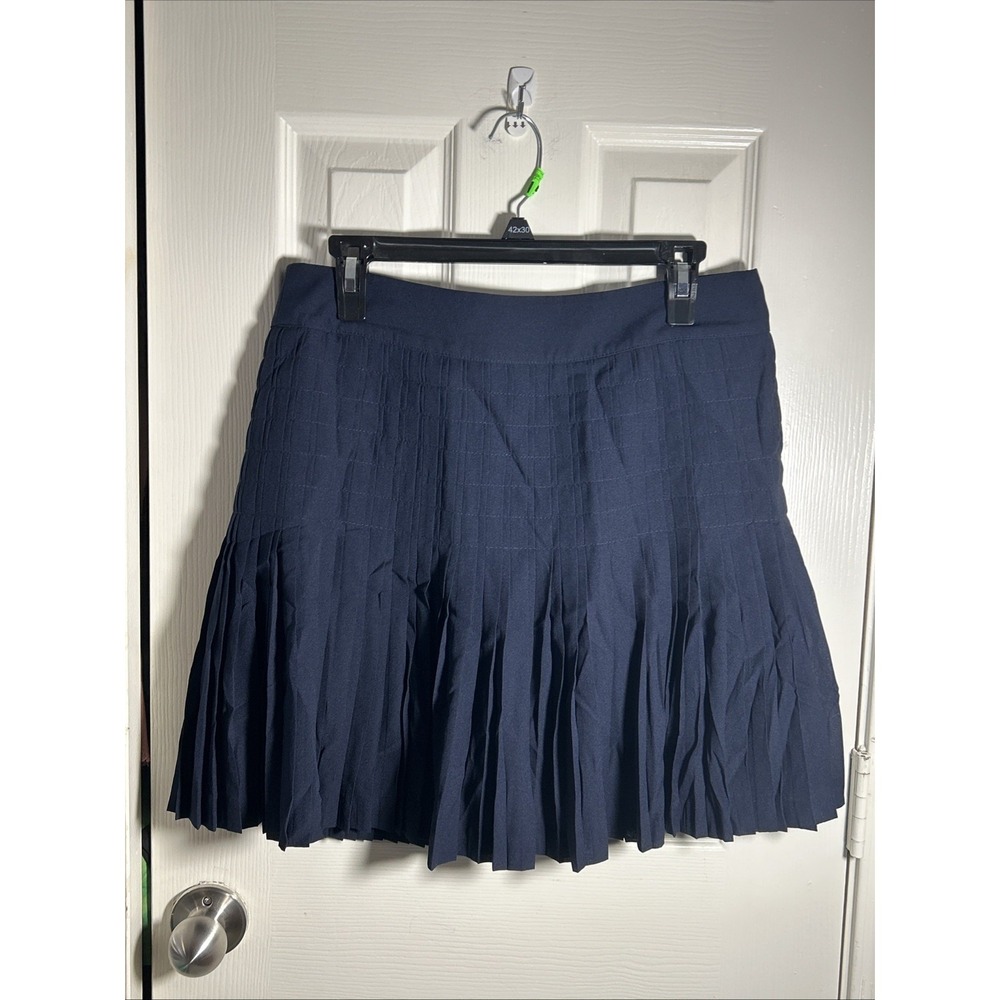 J Crew‎ Blue Pleated Mini Skirt Size 6 Preppy Zip Close Lined Polyester